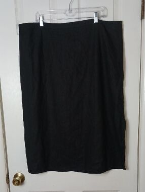Old Navy Black Linen Blend Midi Skirt Cool Classic Size XXL